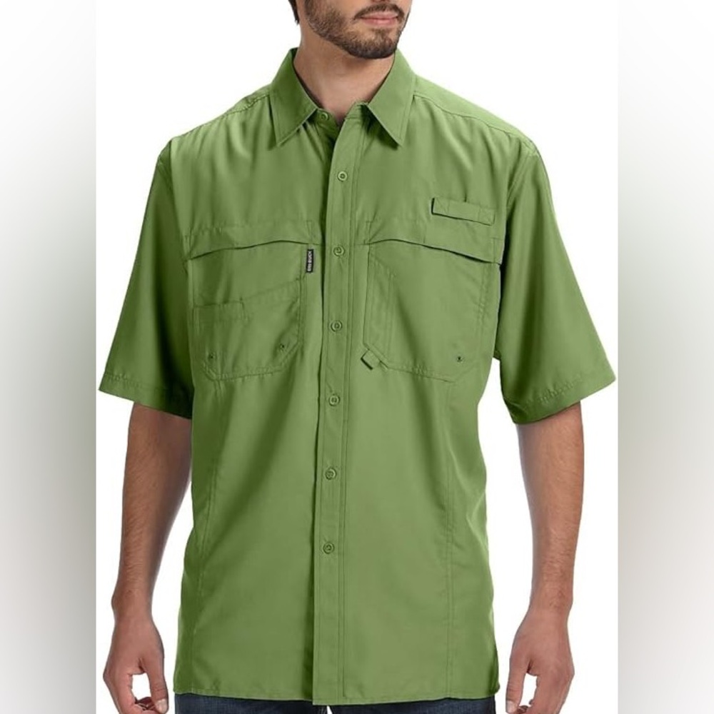 Dri Duck Catch Short Sleeve Fishing Shirt Green Size Medium M UPF 40+ Men’s EUC